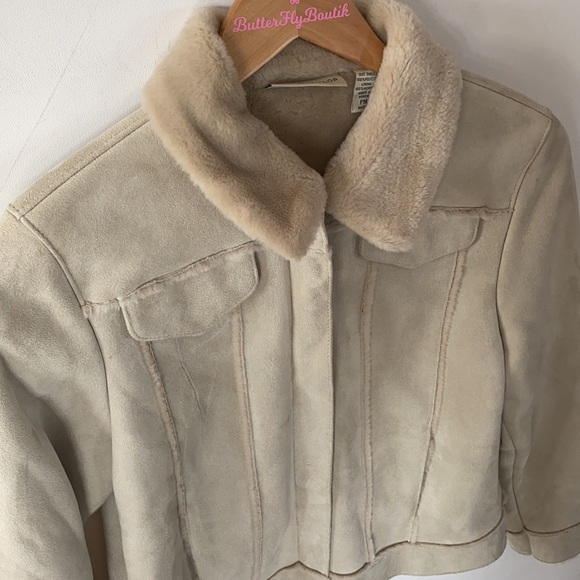 Lord & Taylor Faux Suede Shearling Jacket, Sz PM - Picture 7 of 13